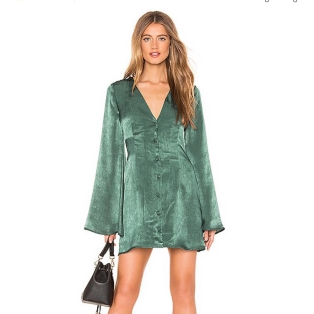 L'Academie Oh So Sweet Dress in Emerald NWT Mini Green Long Sleeve